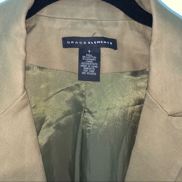 Grace Elements Green Blazer size 8 open front with functional zipper pockets - Picture 2 of 4